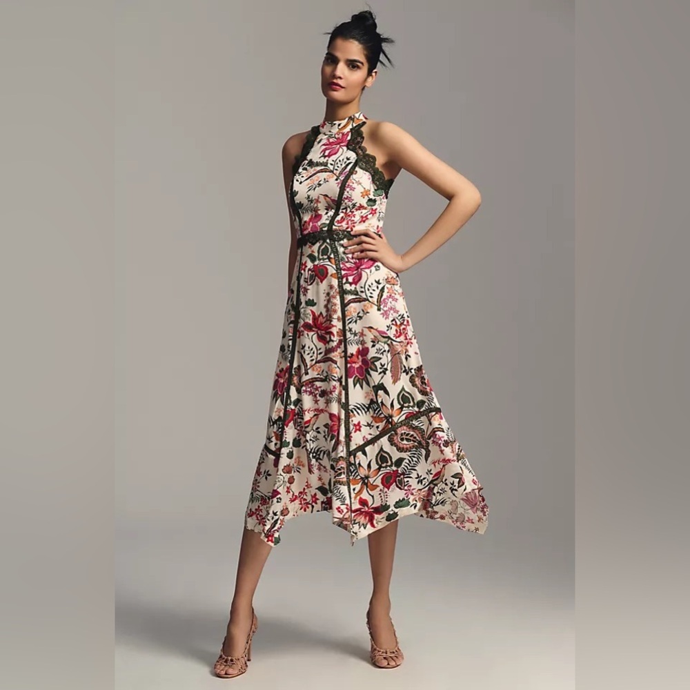 NWT BY ANTHROPOLOGIE Lace Trim A-Line Dress